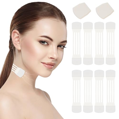 48 cintas invisibles para levantamiento de cuello, pegatinas para levantar el cuello, levanta la piel flácida al instante, bandas de estiramiento de cuello, laminadas y resistentes al agua