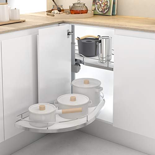 Menage Confort Bandejas extraíbles para rinconera de Cocina Deslizante esquinero, Melamina Blanca, para Ancho de Puerta 600mm, 2