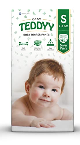 Image of TEDDYY Easy Baby S Size Diaper Pant Style | 42Count (Small) | 3-8 kg (Pack of 1) | Long Protection Hours | Anti-Bacterial | Airy Breathable Fit | Rapid Soaker Channels with Wetness Indicator