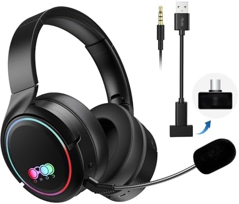 Wireless Multi-Platform Gaming Headset with Adapter for PS5, PS4, Switch, Xbox, PC, Over-Ear Noise Cancelling Bluetooth Headphones with Mic, Lasts 35h with Comfortable Protein Earpads-Black