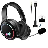 Picture of Meseto Wireless Multi-Platform Gaming Headset with Adapter for PS5, PS4, Switch, PC, Over-Ear Noise Cancelling Bluetooth Headphones with Mic, Lasts 35h with Comfortable Protein Earpads-Black