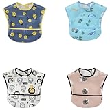 [スリーマッシュルーム] お食事用エプロン ベビー 離乳食 エプロン 3D 立体 保育園エプロン - 防水よだれかけ 赤ちゃん 10枚セット 速乾 洗濯機で洗える 名前を書ける 【保育士推奨】 保育園用 男の子 女の子