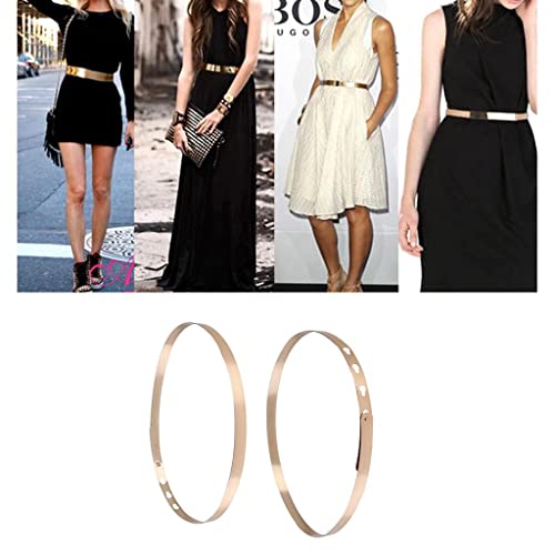 Women's Waistband Plate Waist Fashion Metal Belt Mirror Band, Gold, 76 x 2 cm2