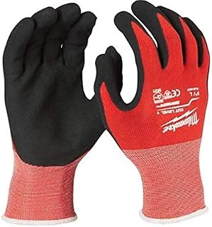 Milwaukee Cut Resistant Gloves Size L Level 1-4932471417, Nylon Nitrile, Red, L (Pack of 1)