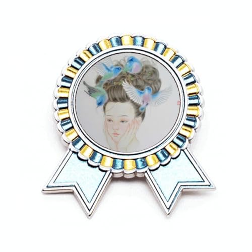 Broche oiseau bleu Pretty Girl, un cadeau idéal en peinture chinoise