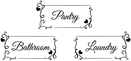 3 Piece Laundry Room Wall Stickers - Bathroom Pantry Door Decals (11.8x5.9 Inch Vinyl Signs)