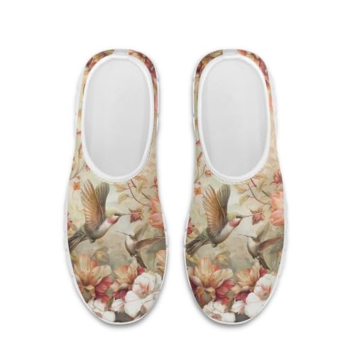 Image of Hummingbird Floral Print Lightweight Walking Shoes for Women Mesh Casual Sneakers Size 5-10.5