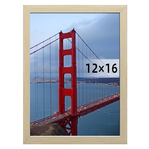 Image of BESCRCL 12x16 Frame Wall Hanging Picture Frames, Natural Woodgrain, 1 Pack
