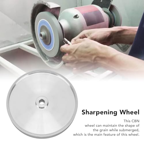 CBN Grinding Wheel, 8 Inch Electroplated Grinding Wheel for Flat Shape Bench Grinder, 180 Grit 1 Inch Wide 5/8 Inch Arbor, for Sharpening High Speed Steel Tools Woodturning