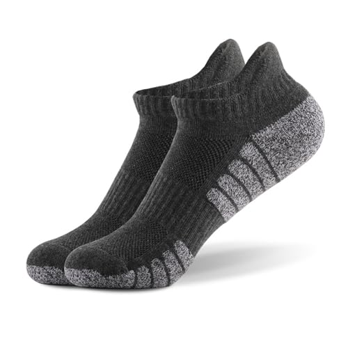 TeenFighter 1/4/6 Pairs Running Socks for Men Women, 80% Cotton Cushioned No-Show Athletic Sock with Arch Support, Anti-Slip