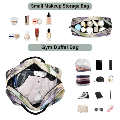 Weekender Bags Travel Duffel Gym Bag Retro Butterfly Carry on Overnight Tote Bag with Toiletry Bag for Airplane Travel Trip Gym Yoga4