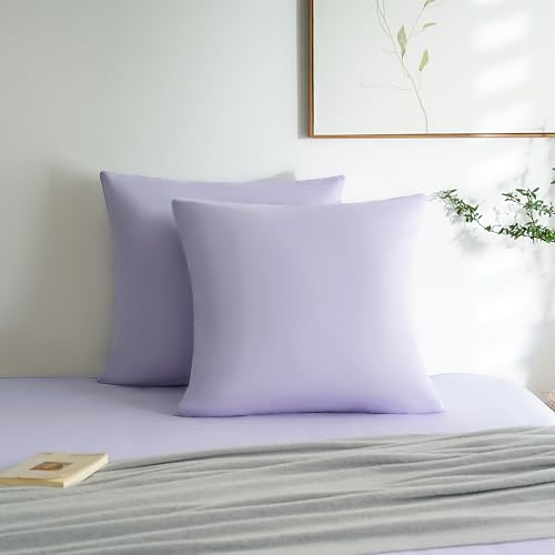 MOHAP Lot de 2- Taies d'oreiller 65x65cm Violet Clair Housse d'oreiller avec Une Fermeture éclair en Microfibre