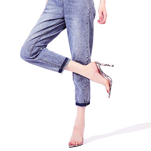 Image of vivianly Clear Pointed Toe Sandals Stiletto Heels Transparent Strap High Heels Slip on Mules for Women Size 12 B(M) US