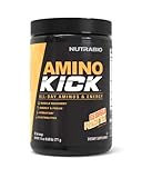 NutraBio Amino Kick - Amino Acid Energy Formula - BCAA's, Electrolytes for Hydration, Natural Caffeine- 30 Servings (Georgia Peach Tea)