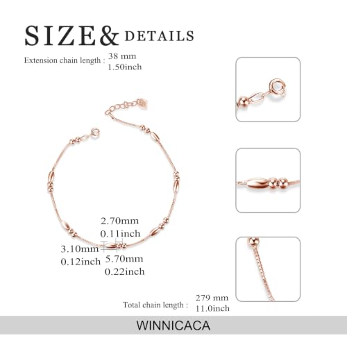 Image of WINNICACA 925 Sterling Silver Anklets for Women Adjustable Beaded Butterfly Opal Anklet Bracelet Foot Chains Jewelry Gifts for Women Beach Birthday Christmas Gift