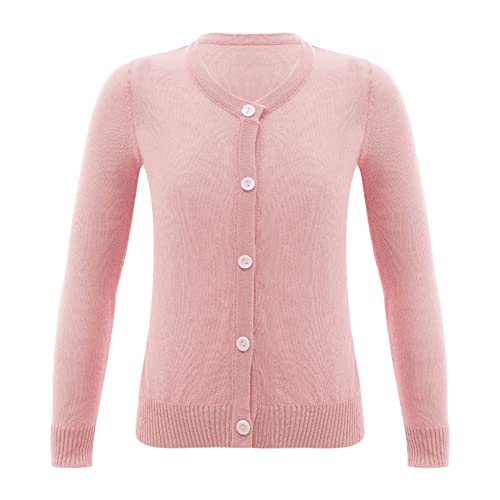 Linjinx Kids Girls Knit Long Sleeve Cardigan Sweater Bolero Shrug School Uniforms Top Vest Spring Fall