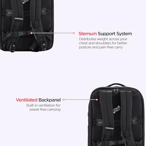 Image of HARISSONS Stratos 35L Business Travel Laptop Backpack | Fits 15.6 inch Laptop | Water-Resistant | USB Port | Rain Cover | Anti-Theft Pocket | Work, Commute & Travel |