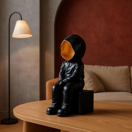 Image of Xtore Modern Abstract Black and Gold Figurine | Resin Home Decor Accent | Unique Art Piece for Living Room, Office, or Gallery | Contemporary and Thought - Provoking Design