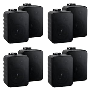 McGrey One Control BK MKIII Lautsprecher 4 Paar - Kompakt-Boxen für Installation, Studio oder HiFi - 10 Watt RMS - 4" Woofer, 0,5" Hochtöner - Inkl. Montagebügel zur Wandbefestigung - Schwarz