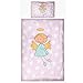 Produktbild Aminata Kids Bettwäsche 100-x-135-cm Mädchen rosa Baumwolle Kinder Engel-Motiv & Sterne - Kinderbettwäsche mit Reißverschluss, unsere Schutzengel Baby-Kinder-Bettwäsche-Set Rose, weiß