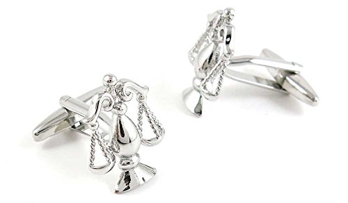 Par de mancornas para hombre plateadas Libra Balanza