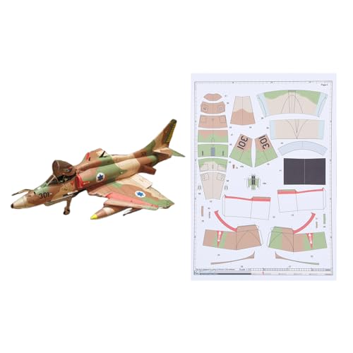 WANSUPYIN (Unassembled Kit) 1:32 American A-4 Skyhawk Fighter Plane Model Simulation Paper Airplane Model for Collection Gift
