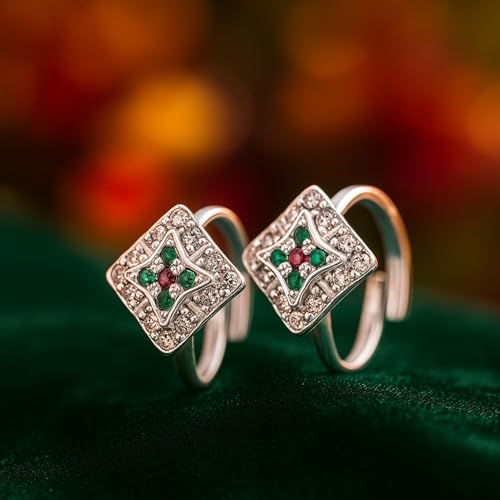 Image of SATKOTI 925 Silver Toe Rings for Women | Adjustable Pure Metal Bichiya with AAA Quality CZ Stone| BIS Hallmarked Jewelry with Authenticity Certificate | Pair of 2 Metti