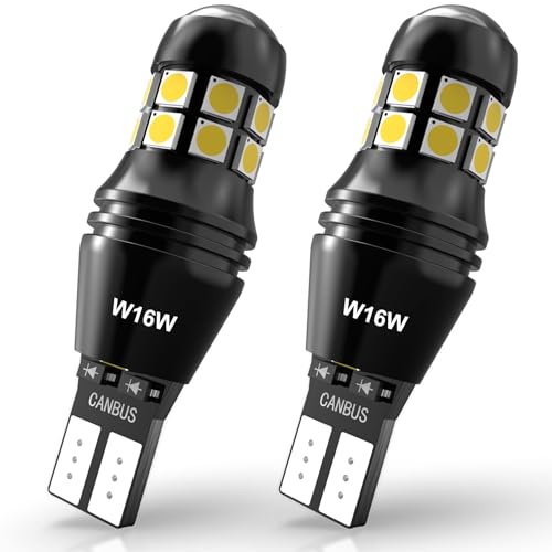KATUR Ampoule W16W T15 LED, CANBUS Sans Erreur 6500K Blanc 3030 20SMD 12V 24V 912 921 LED pour Feux de Recul de Feu de Stationnement Arrière de Voiture (2pcs)
