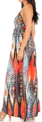 Image of Sakkas Lizi Womens Maxi High-Low Halter Handkerchief Long Dress Beach Party