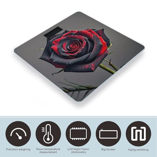 Báscula digital de baño FekiLoot con plataforma ancha y diseño floral miniatura 3