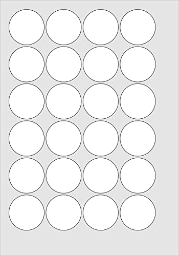 Minilabel 40mm Diameter Round , 120 Labels , Matt Paper , 5 A4 Sheets , Laser Copier Inkjet Stickers