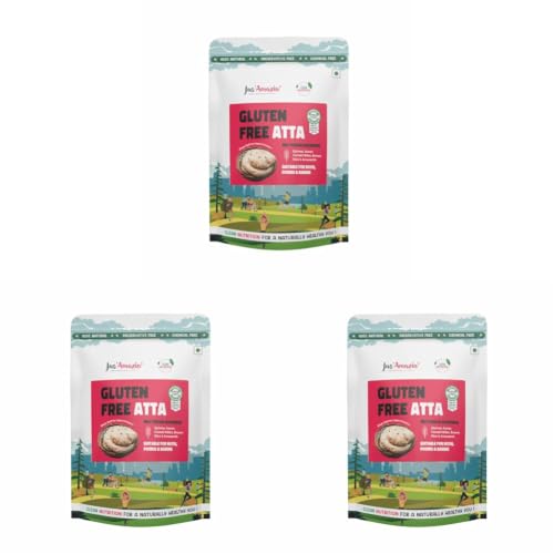 Image of Jus' Amazin Certified Gluten Free Atta (1kg) | Makes Fluffy & Soft Chapatis | Multigrain (Millets, Quinoa, Amaranth) | Certified Gluten Free (Lab Tested) | Multipurpose (Chapati, Poori, Paratha, Baking)