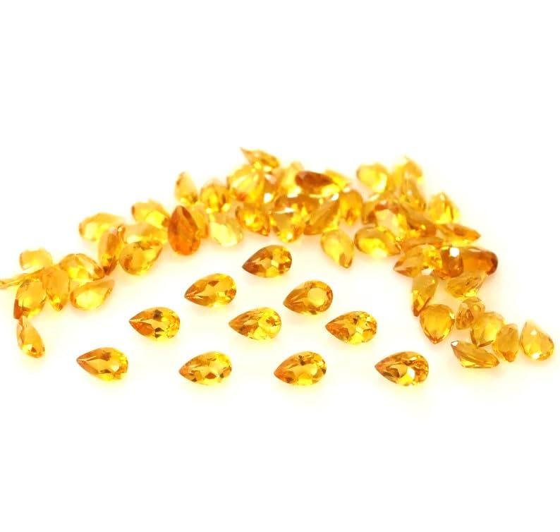 Citrine poire 5x4mm gemme naturelle jaune taillée pour bijou
