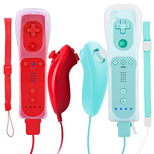 Wii Controller, JTao-tec 2 Packs Wii remote Controller and Wii Nunchuck for Wii and Wii U Console, with Silicone Case and Wrist Strap