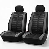 Upgrade4cars Autositzbezüge Set für die Vordersitze Version 2026 | Auto-Schonbezüge Universal in Grau für Fahrersitz & Beifahrer | Autozubehör Innenraum Deko