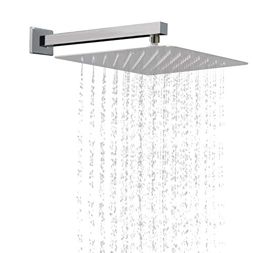 Acefy Regendusche wand Arm Edelstahl Duschkopf Quadratisch und Brausearm Wandarm Duscharm Quadratisch 40cm