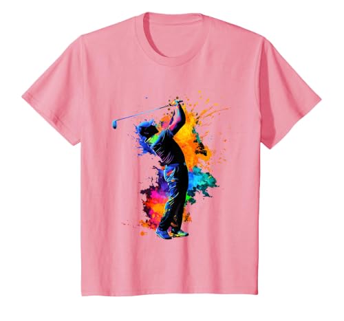 Colorful Golfer Golf Golfing T-Shirt, Youth, Pink, 4T