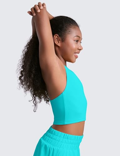 Image of CRZ YOGA Girls Butterluxe Double Lined Crop Tank | Dance, Extremely Soft, Tight Fit, High Neck, Athletic, Sleeveless Tops for Teen