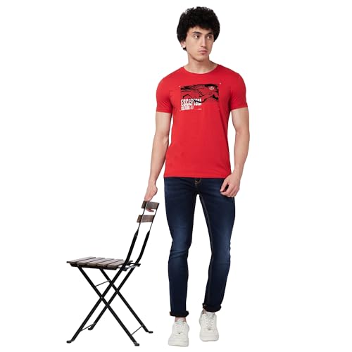 Image of Spykar Men's Slim Fit Round Neck Half Sleeve Solid Casual T-Shirt