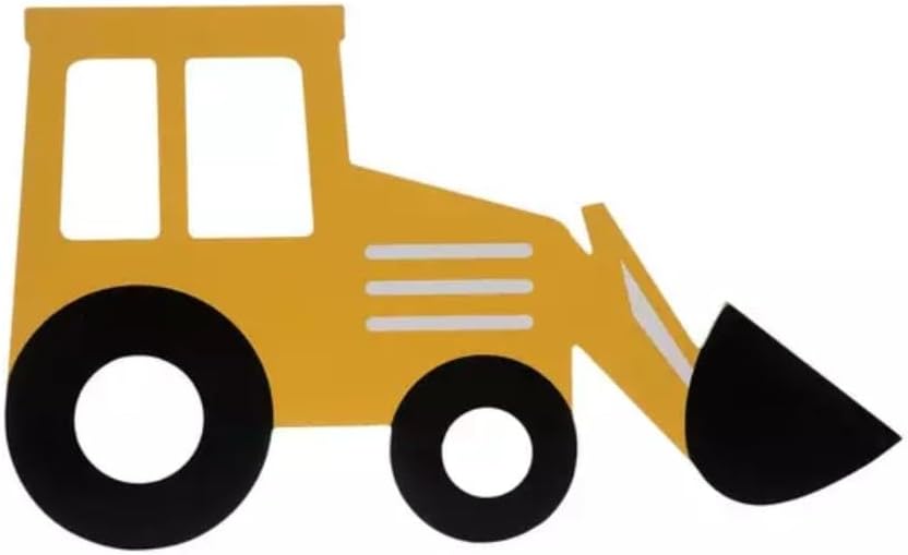 Yellow Shovel Truck Wood Wall Decoration Media, Kids Play or Game Room