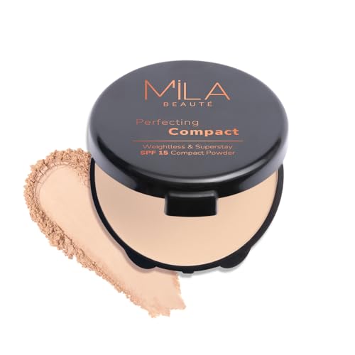 Image of Mila Beaute Perfecting Compact Powder | Natural Matte Finish| Longstay with SPF 15 | Minimized Pores and Finelines | Controls Shine | Lightweight Compact Powder | Shade - (Beige 16g)
