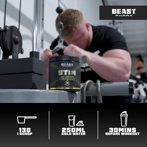 Beast | Pre Workout Powder | Preworkout with Beta Alanine, Citrulline Malate | Eddie Hall's STIM | 390g / 30 Servings | Sour Cherry - Image 4