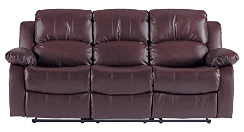 Homelegance Resonance 83\" Bonded Leather Double Reclining Sofa, Brown