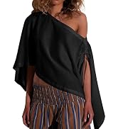 GTLIAE Womens Ruched Drawstring Cape Tops Summer Beach Loose Split Sleeve Coverup Casual Vacation...
