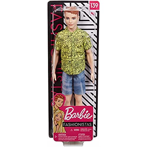 Barbie Fashionista Muñeco Ken pelirrojo y Camiseta Amarilla con Dibujo (Mattel GHW67)