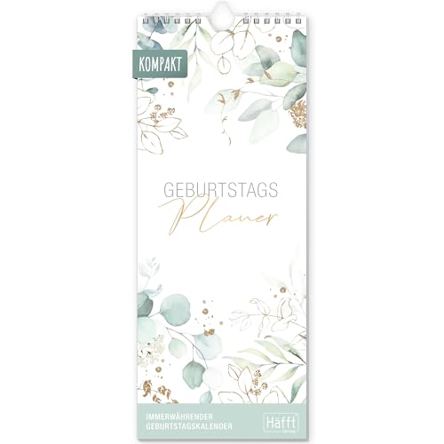 Häfft Geburtstagsplaner Wandkalender immerwährend Blattgold 12 x 30 cm Geburtstagskalender undatiert Wandplaner jahresunabhängig - nachhaltig & klimafreundlich