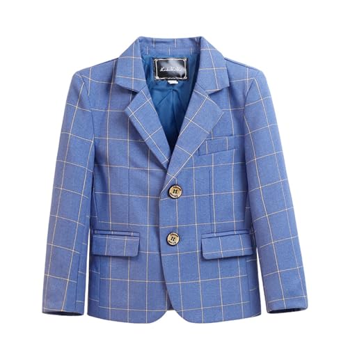 Boys Formal Blazers Plaid School Uniform Suit Jackets Long Sleeve Casual Sports Coat Outerwear for Kids 2-16 Years