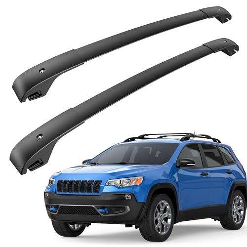 KUIPERAUTO 165lbs Aluminum Roof Rack Cross Bars Compatible for 2014-2022 Jeep Cherokee Rooftop Luggage Carrier Rack for Bike Canoe Kayak Cargo Box