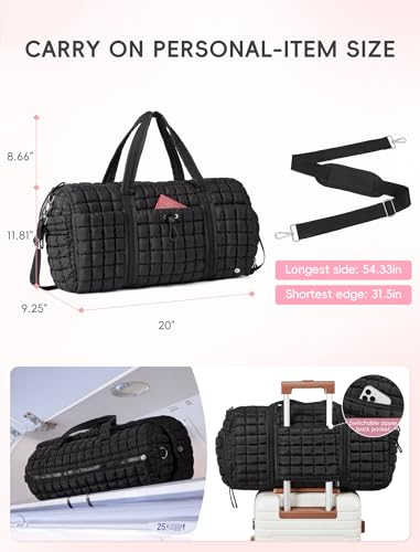 CLUCI Quilted Duffel Bag for Women Bundles with Mini Backpack Keychain Wallet4