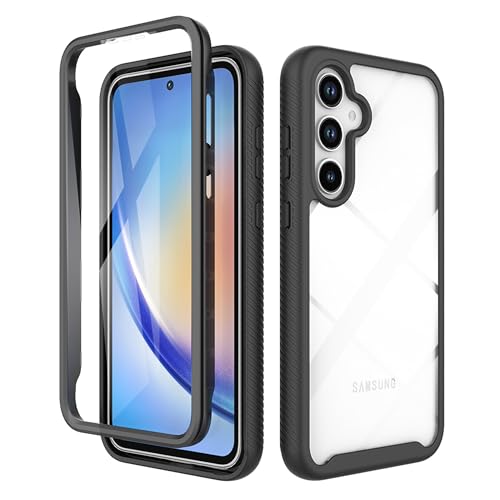 ESHUYI® Cover per Samsung Galaxy A17 5G/Galaxy A26 Custodia in Silicone a Antiurto 360° con Protezione dello Schermo, Rugged Doppia Bumper Trasparente Case Integrale Cover, Nero